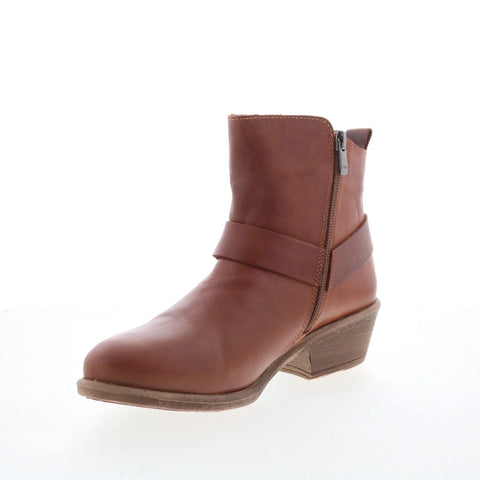 Miz Mooz Clarra Womens Brown Leather Zipper Ankle & Booties Boots