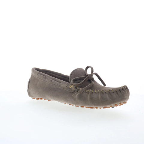Minnetonka Classic Driver 698C Womens Gray Suede Loafer Flats Shoes