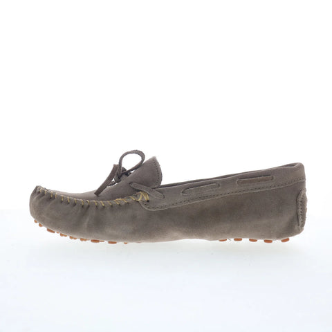 Minnetonka Classic Driver 698C Womens Gray Suede Loafer Flats Shoes