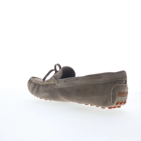 Minnetonka Classic Driver 698C Womens Gray Suede Loafer Flats Shoes