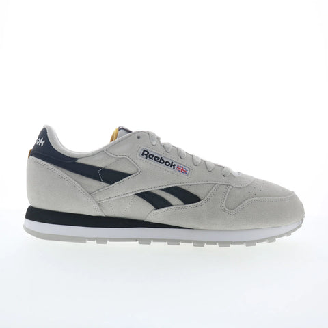 Reebok Classic Leather Mens Gray Suede Lace Up Lifestyle Sneakers Shoes