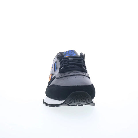 Reebok Classic Leather Mens Black Leather Lace Up Lifestyle Sneakers Shoes