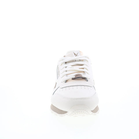 Reebok Classic Leather Womens White Leather Lace Up Lifestyle Sneakers Shoes