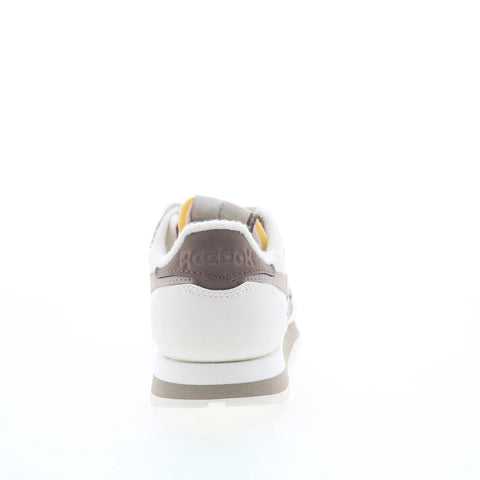 Reebok Classic Leather Womens White Leather Lace Up Lifestyle Sneakers Shoes