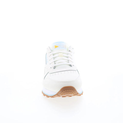 Reebok Classic Leather Womens White Leather Lace Up Lifestyle Sneakers Shoes