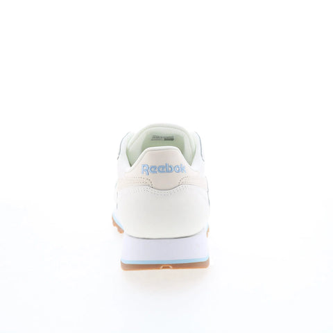 Reebok Classic Leather Womens White Leather Lace Up Lifestyle Sneakers Shoes