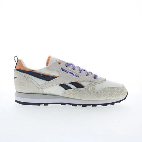 Reebok Classic Leather Womens Beige Suede Lace Up Lifestyle Sneakers Shoes
