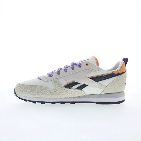 Reebok Classic Leather Womens Beige Suede Lace Up Lifestyle Sneakers Shoes