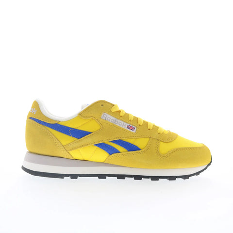 Reebok Classic Leather Mens Yellow Suede Lace Up Lifestyle Sneakers Shoes