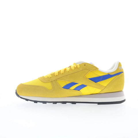 Reebok Classic Leather Mens Yellow Suede Lace Up Lifestyle Sneakers Shoes