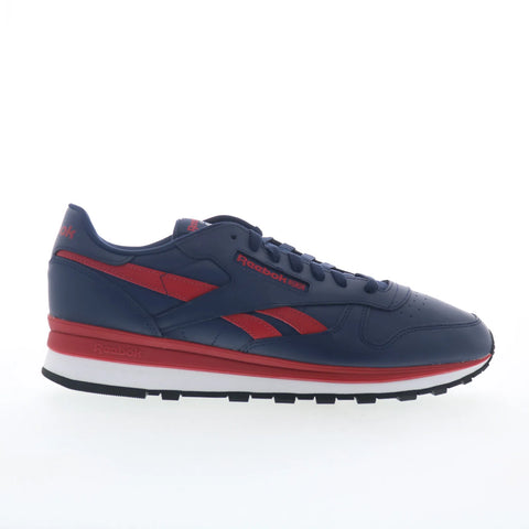 Reebok Classic Leather Clip Mens Blue Leather Lifestyle Sneakers Shoes