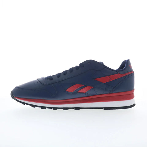 Reebok Classic Leather Clip Mens Blue Leather Lifestyle Sneakers Shoes