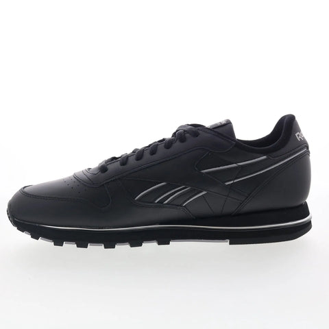 Reebok Classic Leather Clip V2 Mens Black Leather Lifestyle Sneakers Shoes