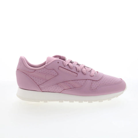 Reebok Classic Leather Womens Purple Leather Lifestyle Sneakers Shoes