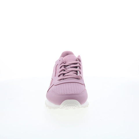 Reebok Classic Leather Womens Purple Leather Lifestyle Sneakers Shoes