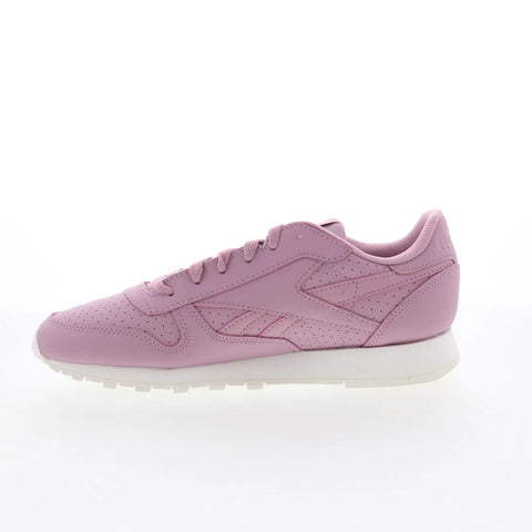 Reebok Classic Leather Womens Purple Leather Lifestyle Sneakers Shoes