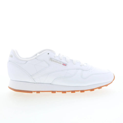 Reebok Classic Leather Womens White Leather Lace Up Lifestyle Sneakers Shoes