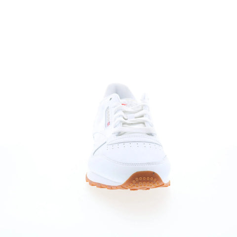 Reebok Classic Leather Womens White Leather Lace Up Lifestyle Sneakers Shoes