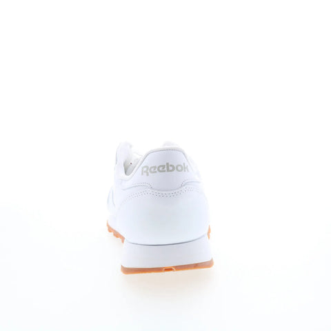 Reebok Classic Leather Womens White Leather Lace Up Lifestyle Sneakers Shoes