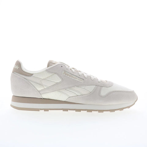 Reebok Classic Leather Mens Beige Suede Lace Up Lifestyle Sneakers Shoes
