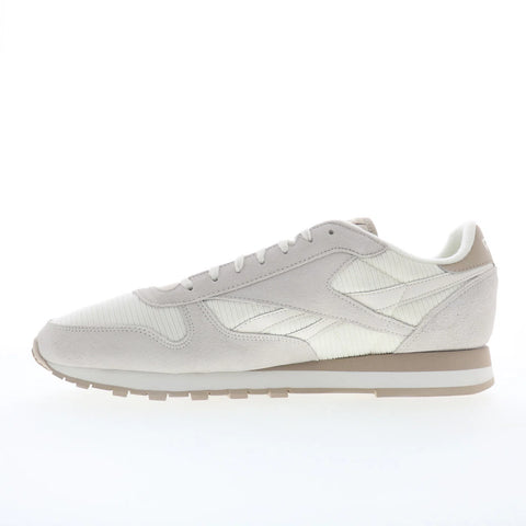 Reebok Classic Leather Mens Beige Suede Lace Up Lifestyle Sneakers Shoes