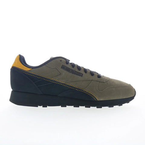 Reebok Classic Leather Mens Green Suede Lace Up Lifestyle Sneakers Shoes