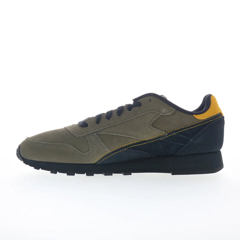 Reebok Classic Leather Mens Green Suede Lace Up Lifestyle Sneakers Shoes