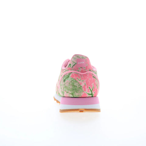 Reebok Classic Leather Mens Pink Canvas Lace Up Lifestyle Sneakers Shoes