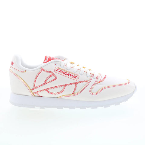 Reebok Classic Leather K Mens White Canvas Lifestyle Sneakers Shoes