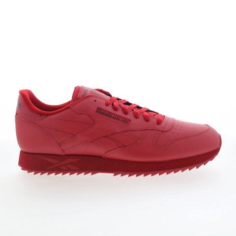 Reebok Classic Leather Ripple Mens Red Leather Lifestyle Sneakers Shoes