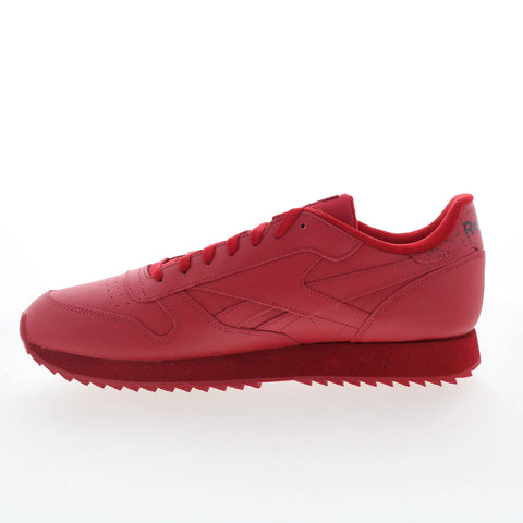 Reebok Classic Leather Ripple Mens Red Leather Lifestyle Sneakers Shoes