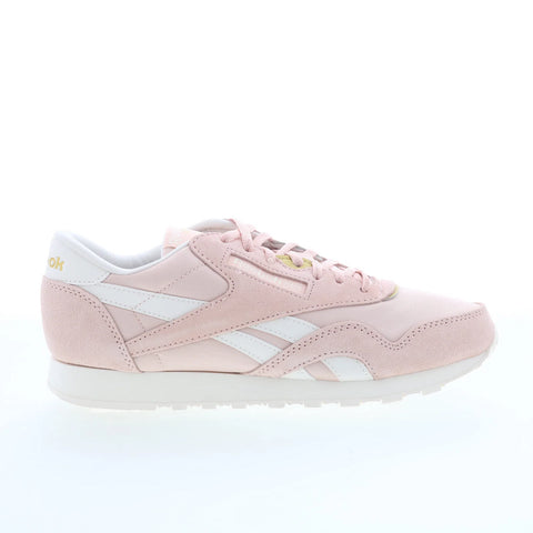 Reebok Classic Nylon Womens Pink Suede Lace Up Lifestyle Sneakers Shoes
