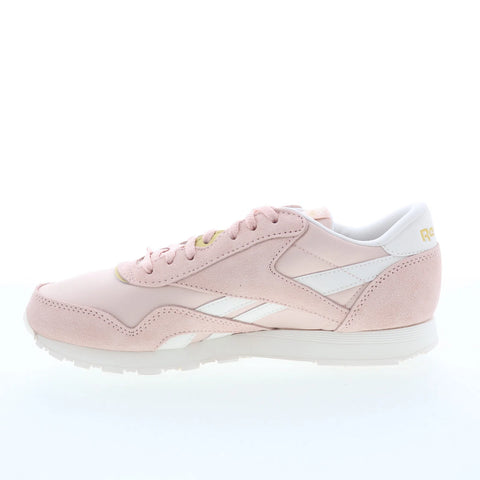 Reebok Classic Nylon Womens Pink Suede Lace Up Lifestyle Sneakers Shoes