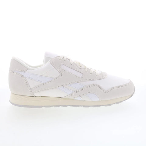 Reebok Classic Nylon Mens White Suede Lace Up Lifestyle Sneakers Shoes