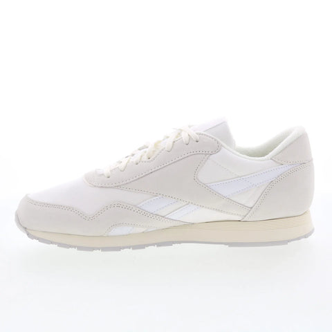 Reebok Classic Nylon Mens White Suede Lace Up Lifestyle Sneakers Shoes
