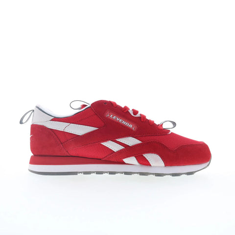 Reebok Classic Nylon Mens Red Suede Lace Up Lifestyle Sneakers Shoes