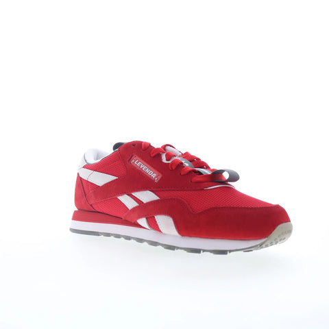 Reebok Classic Nylon Mens Red Suede Lace Up Lifestyle Sneakers Shoes