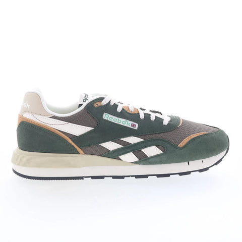 Reebok Classic Nylon 89 Mens Green Suede Lace Up Lifestyle Sneakers Shoes