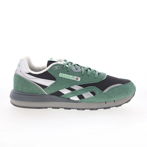 Reebok Classic Nylon 89 Mens Green Suede Lace Up Lifestyle Sneakers Shoes