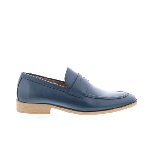 Studio Belvedere Claude Mens Blue Leather Loafers & Slip Ons Penny Shoes