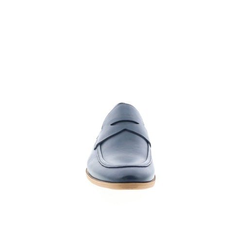 Studio Belvedere Claude Mens Blue Leather Loafers & Slip Ons Penny Shoes