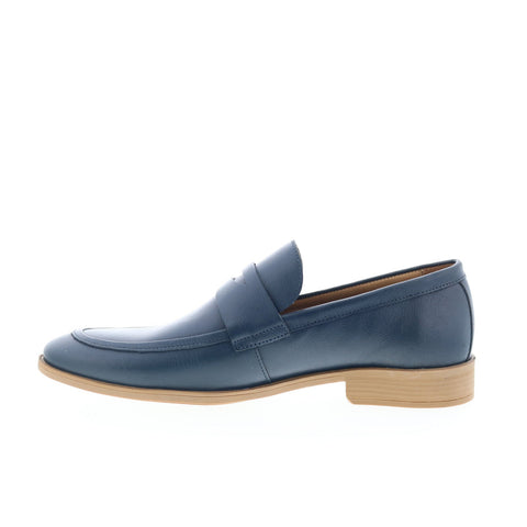 Studio Belvedere Claude Mens Blue Leather Loafers & Slip Ons Penny Shoes