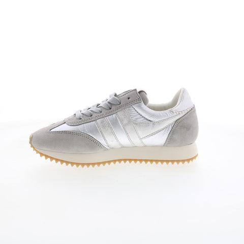 Gola Boston 78 Metallic CLB109 Womens Silver Suede Lifestyle Sneakers Shoes