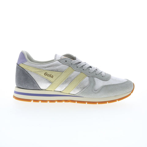 Gola Daytona Blaze CLB338 Womens Silver Suede Lifestyle Sneakers Shoes