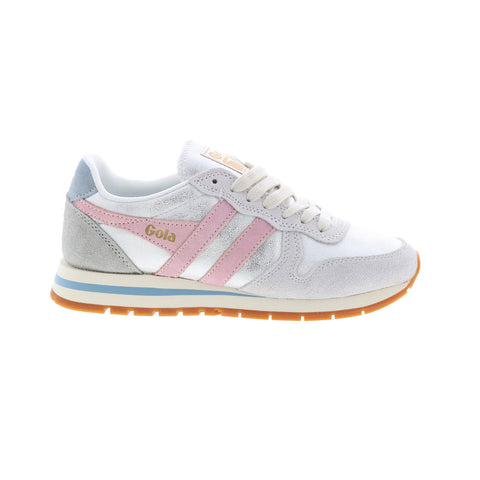 Gola Daytona Blaze CLB338 Womens Silver Canvas Lifestyle Sneakers Shoes