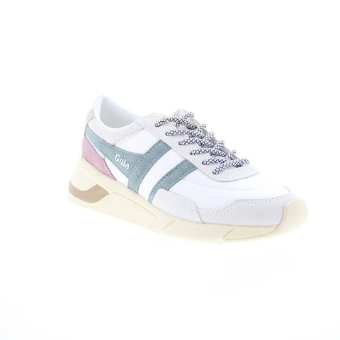 Gola Eclipse Pure CLB400 Womens White Suede Lace Up Lifestyle Sneakers Shoes