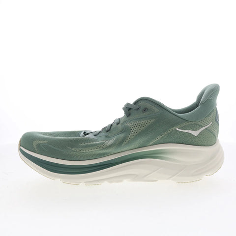 Hoka Clifton 10 1162030-FFF Mens Green Mesh Lace Up Athletic Running Shoes