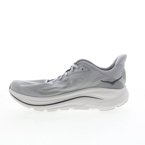 Hoka Clifton 10 1162030-GYST Mens Gray Mesh Lace Up Athletic Running Shoes