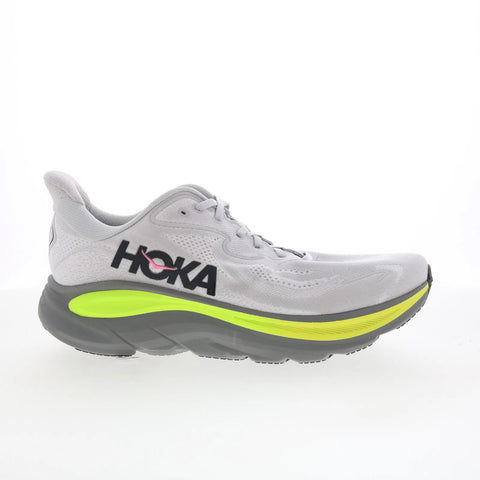 Hoka Clifton 10 1162030-SRDST Mens Gray Mesh Lace Up Athletic Running Shoes