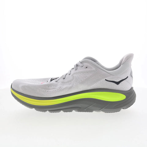 Hoka Clifton 10 1162030-SRDST Mens Gray Mesh Lace Up Athletic Running Shoes